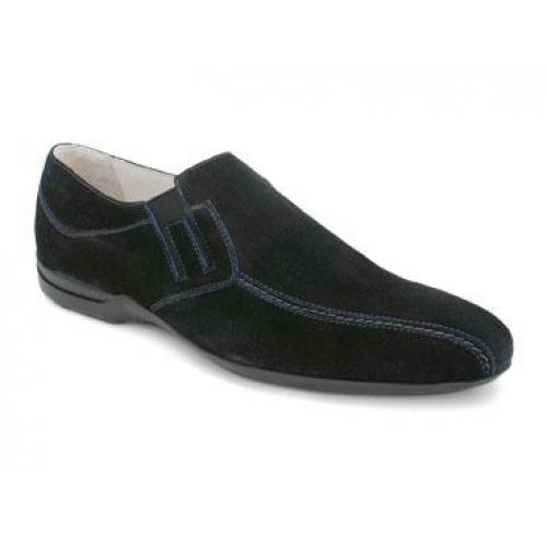 Bacco Bucci "Parros" Black Genuine Old English Suede Loafer Shoes